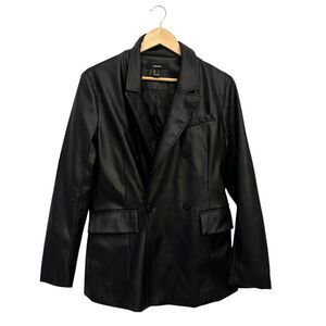 Forever 21 Black Polyester Pleather Shiny Blazer Jacket Size S